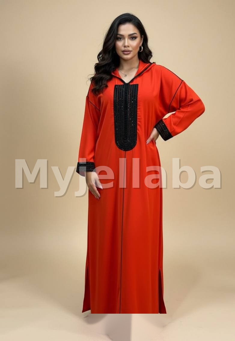 Jellaba Moderne Rouge et Noire