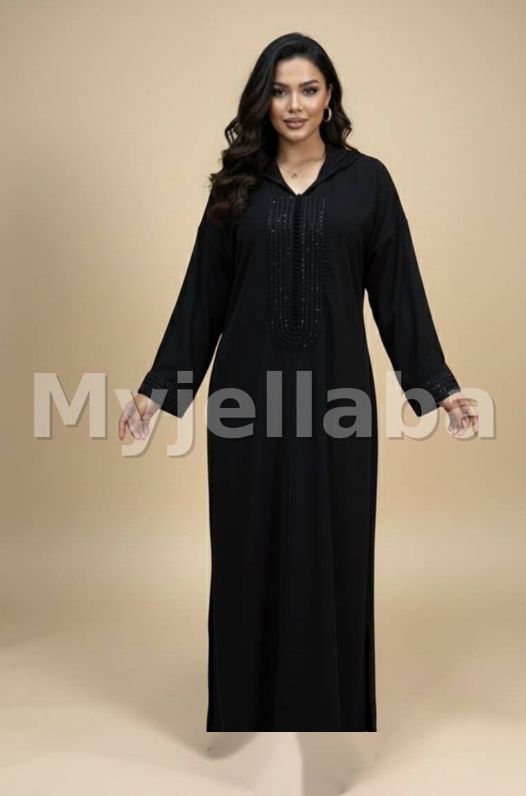 Jellaba Moderne Rouge et Noire - 7