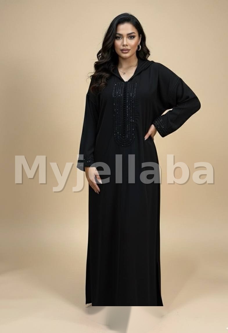 Jellaba Moderne Rouge et Noire - 6