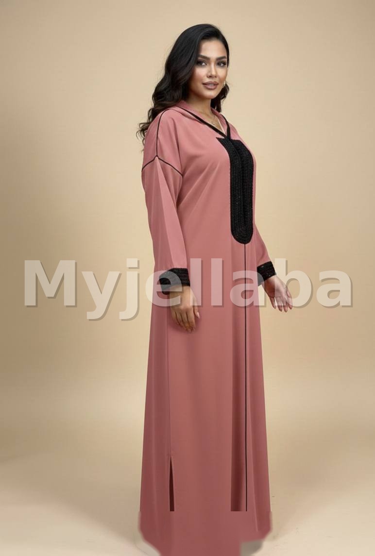 Jellaba Moderne Rouge et Noire - 5