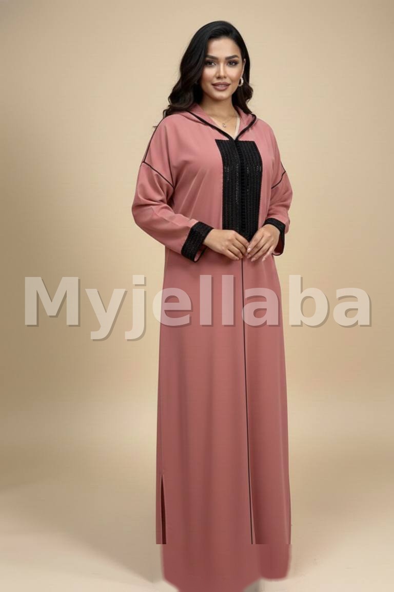 Jellaba Moderne Rouge et Noire - 4