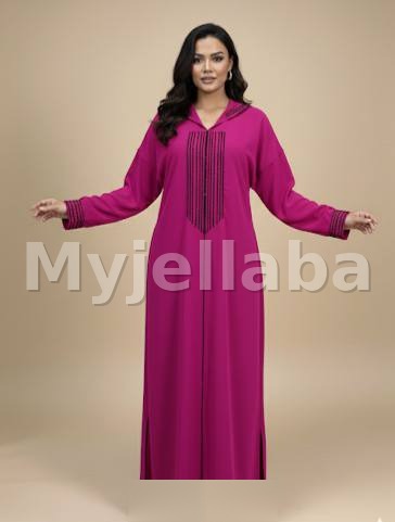 Jellaba Moderne Fuchsia Brodée