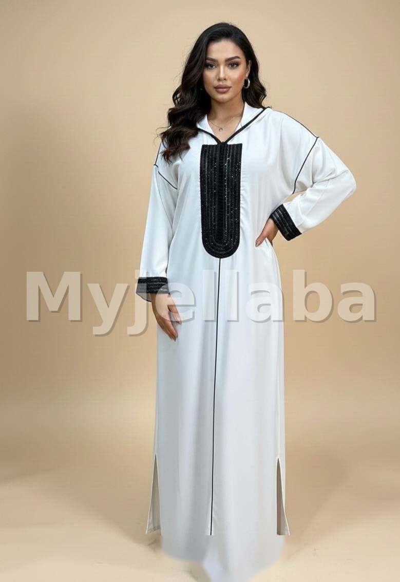 Jellaba Moderne Blanche et Noire