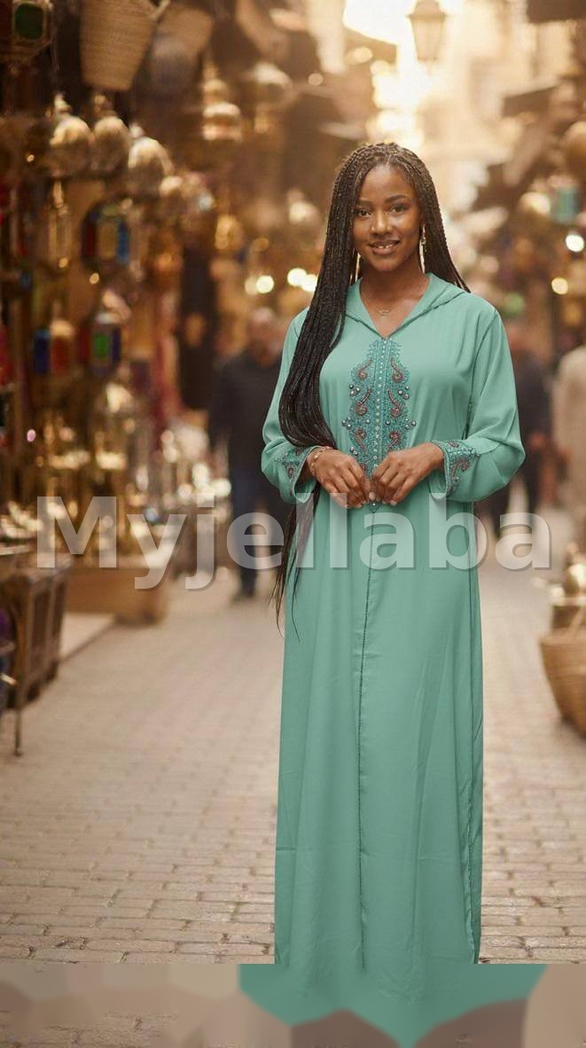 Jellaba Rouge Brodée Féminine - 5