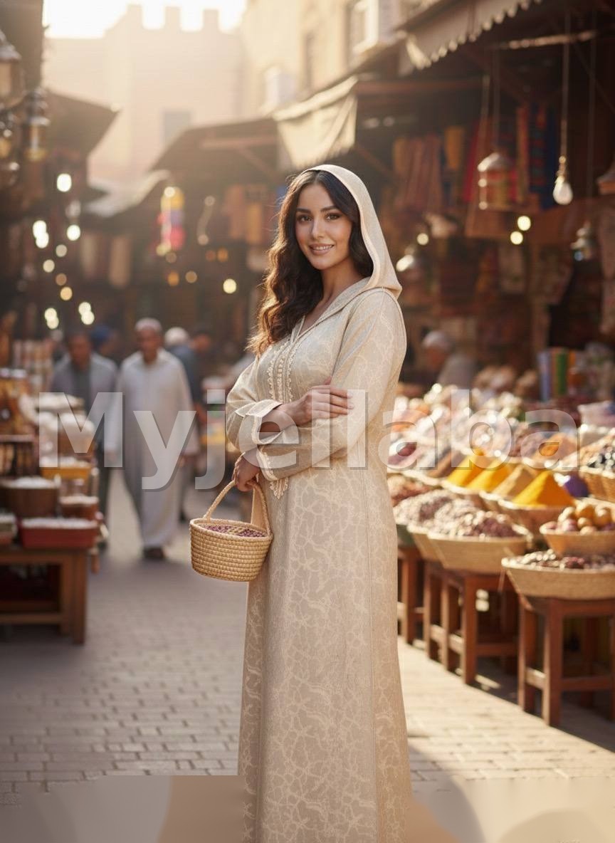 Jellaba Femme Elégante Beige