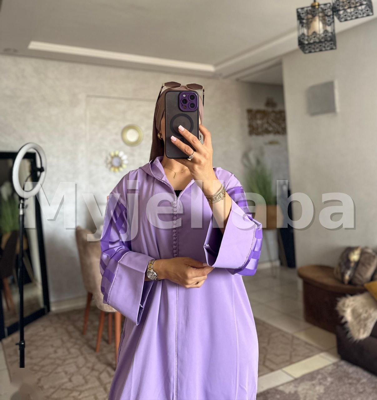 Jellaba Moderne Lavande et Violet - 3