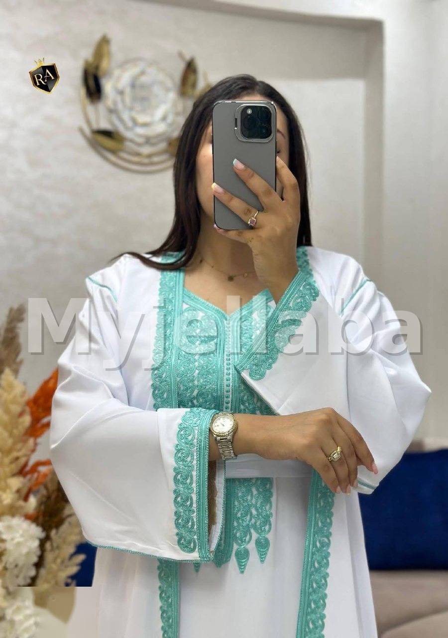 Jellaba Moderne Royale Bleu Indigo et Argent - 10