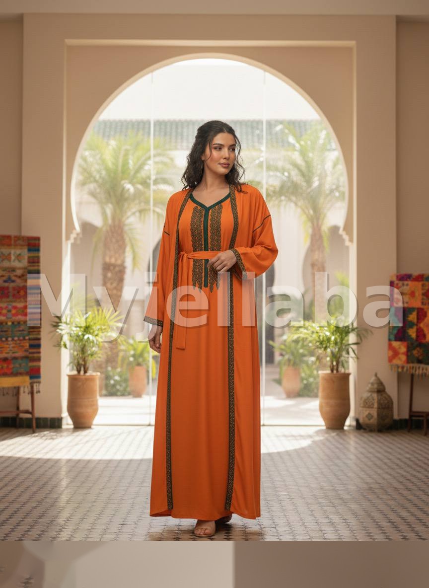 Jellaba Moderne Royale Bleu Indigo et Argent - 18