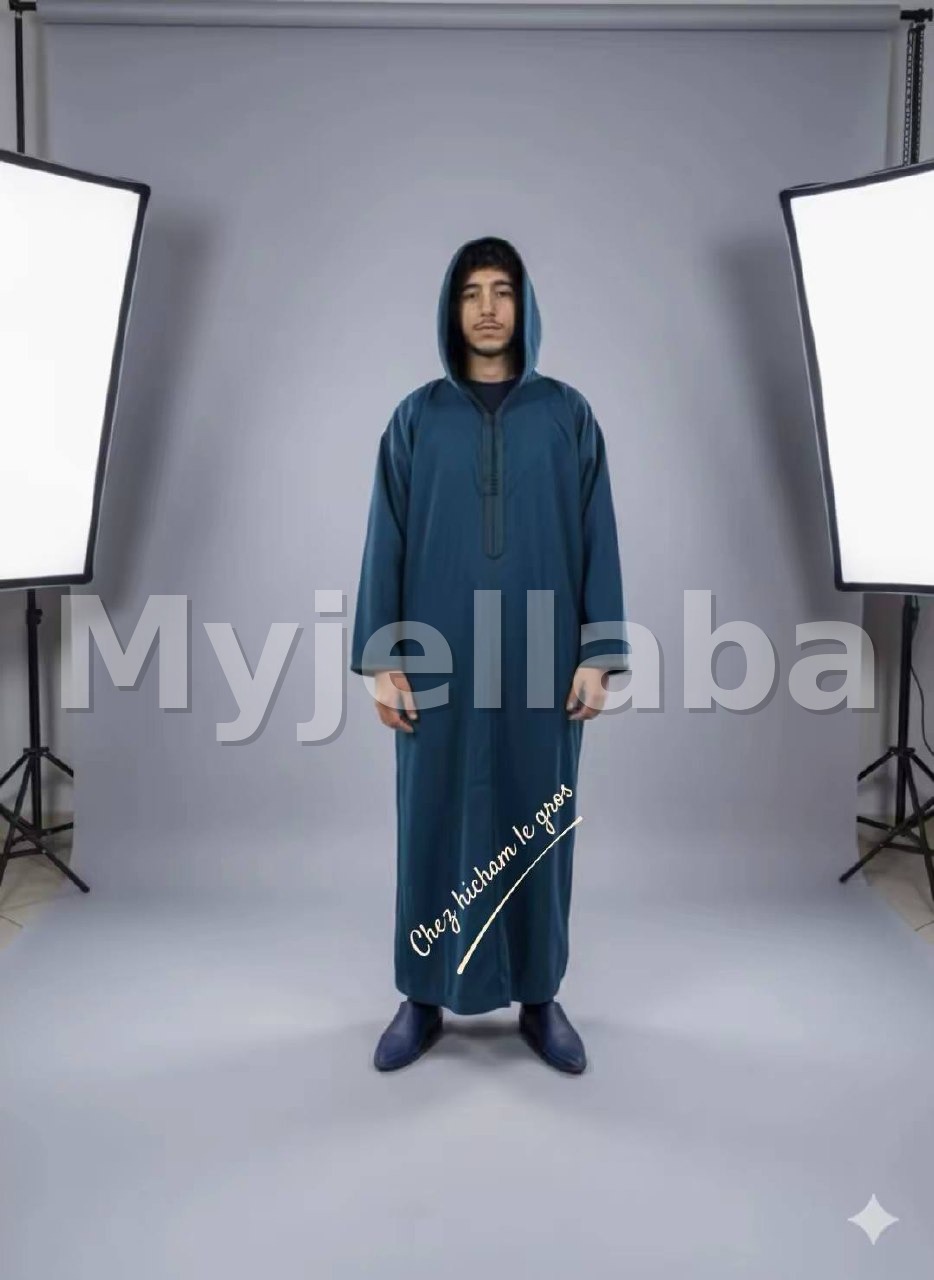 Jellaba Homme Moderne Bleu Pétrole