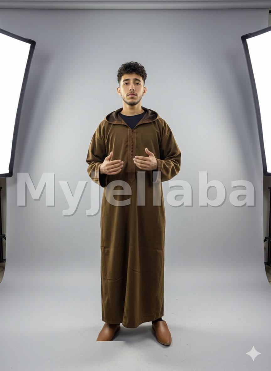 Jellaba Homme Moderne Marron Olive