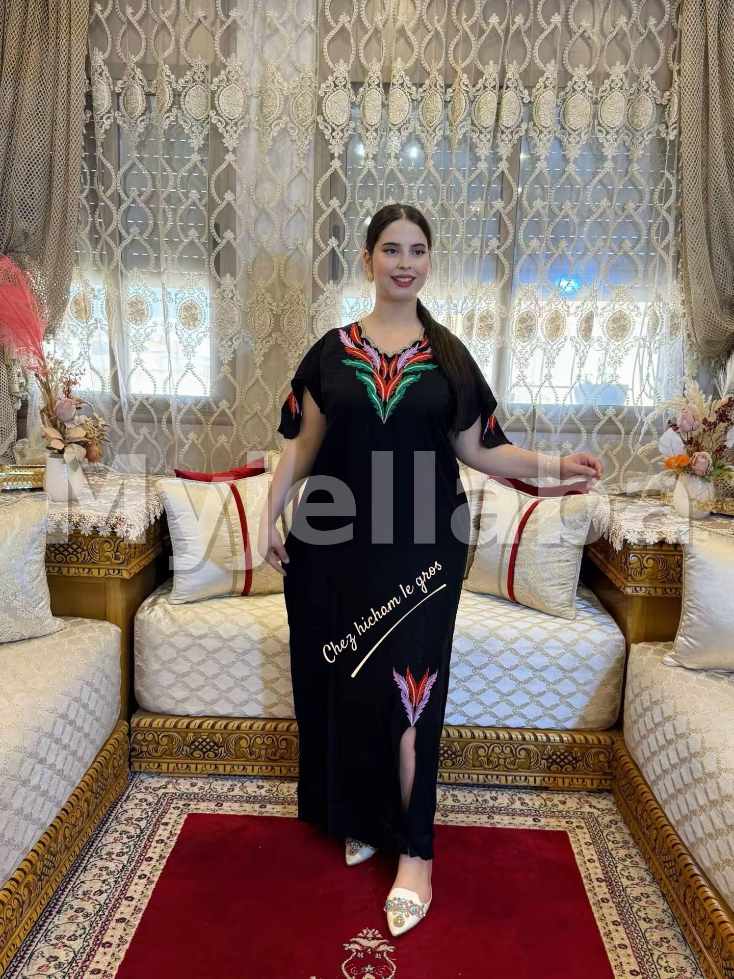 Jellaba Moderne Brodée Turquoise - 4