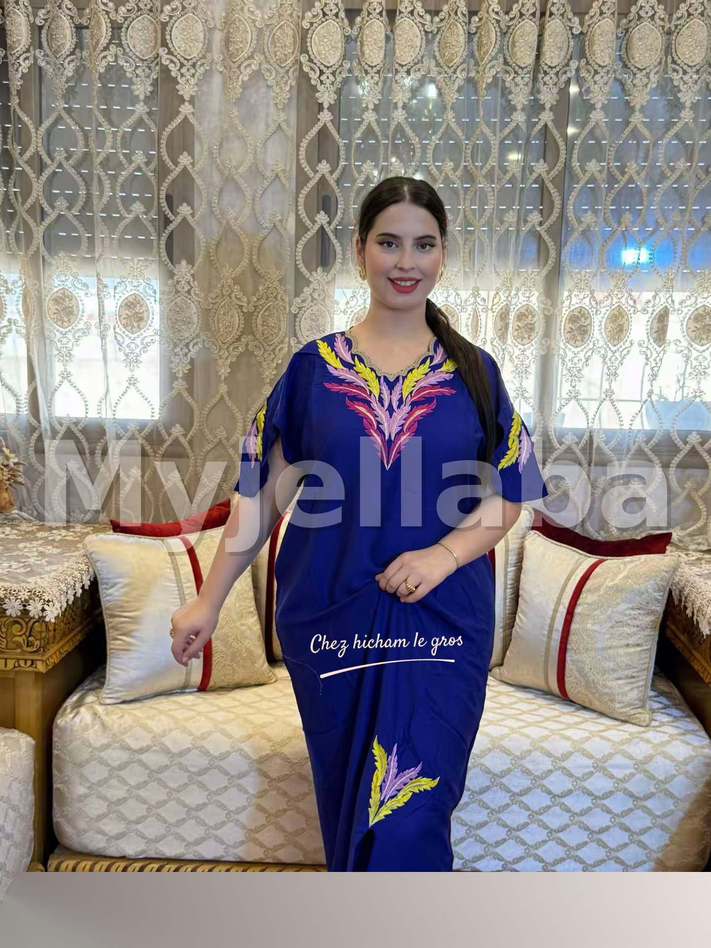 Jellaba Moderne Brodée Turquoise - 9