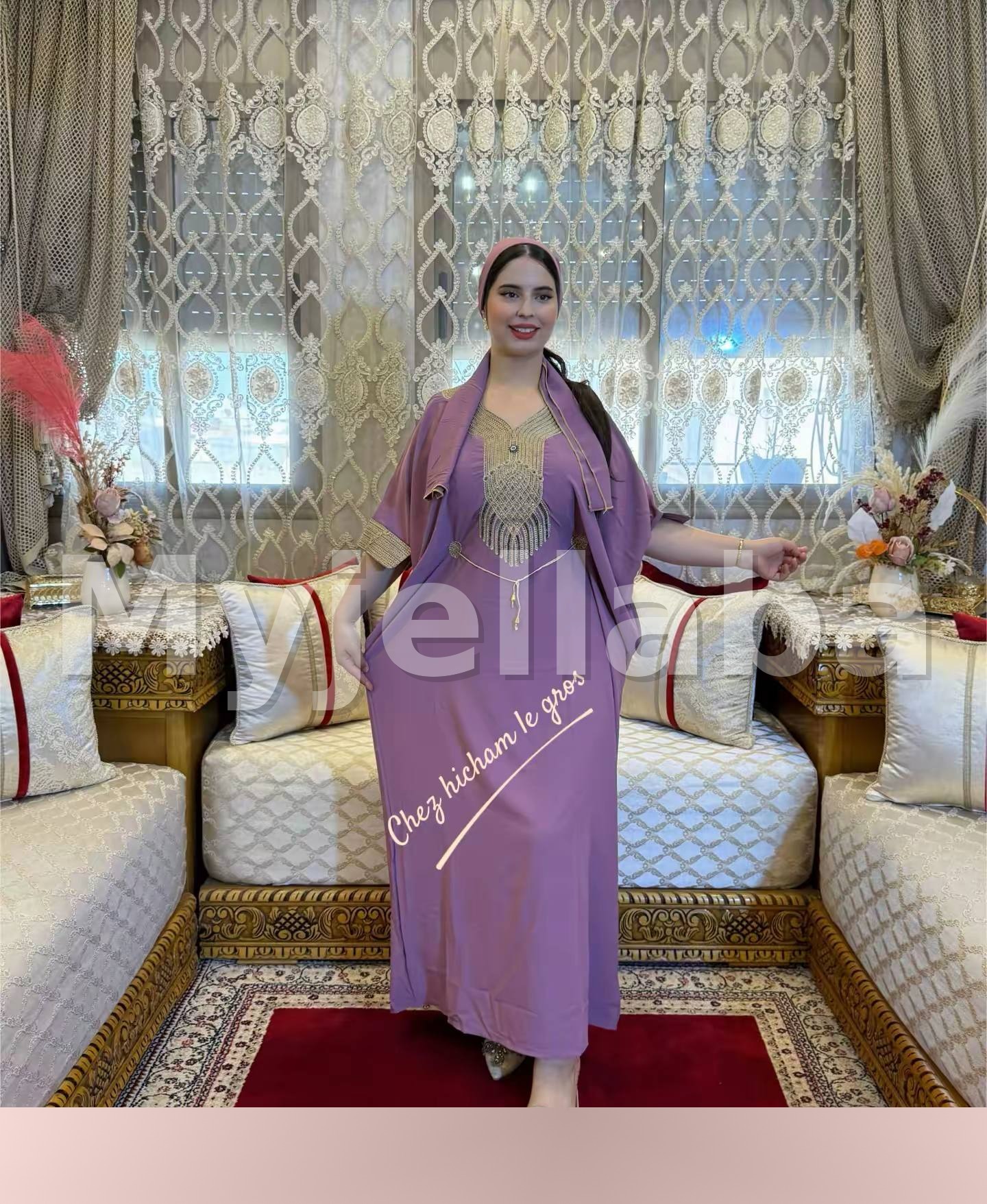 Jellaba Émeraude Royale avec Broderies Dorées - 5