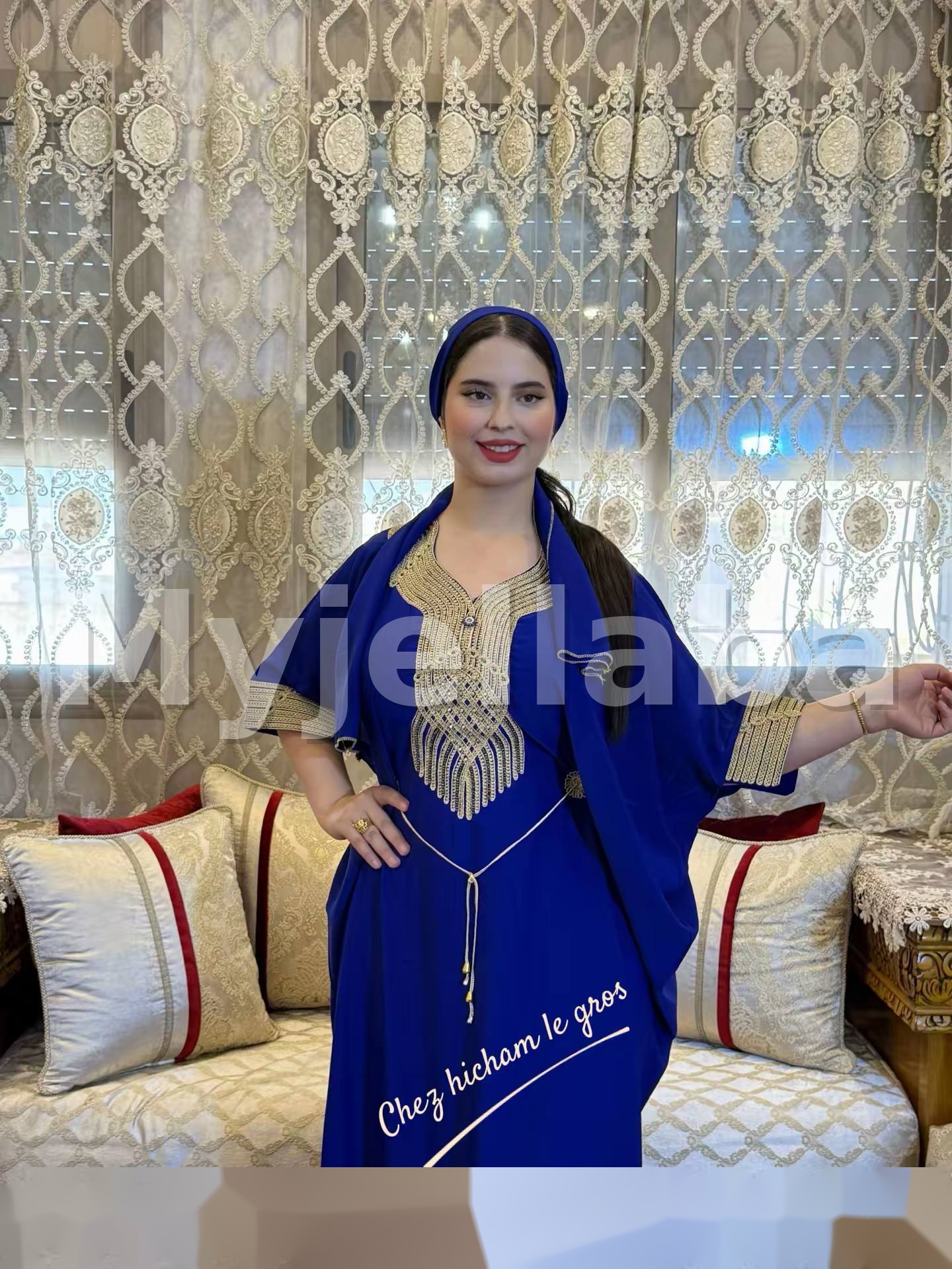 Jellaba Émeraude Royale avec Broderies Dorées - 10