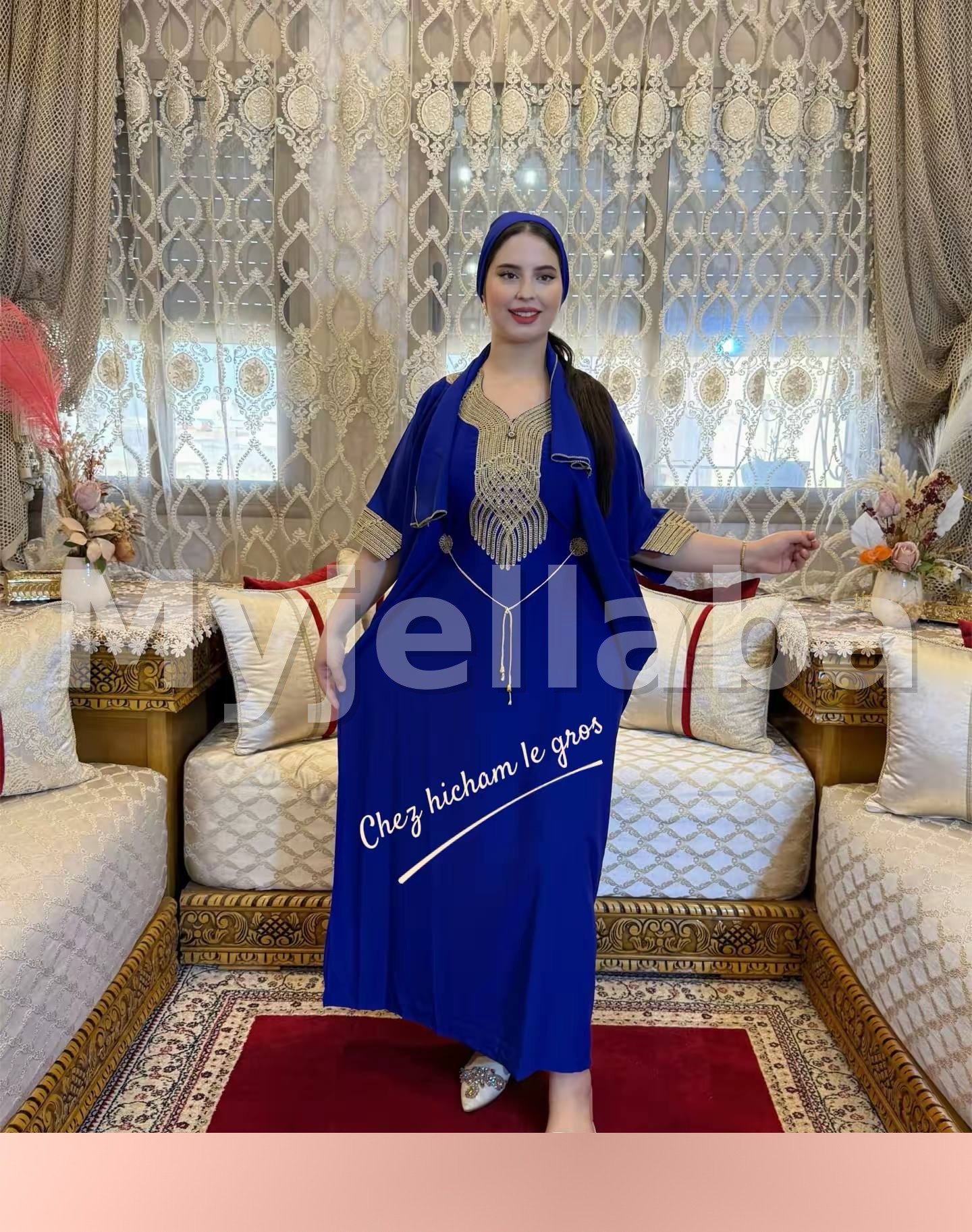 Jellaba Émeraude Royale avec Broderies Dorées - 4