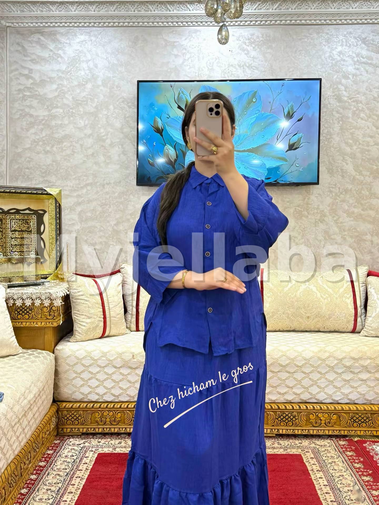 Ensemble Deux Pièces Traditionnel Bleu