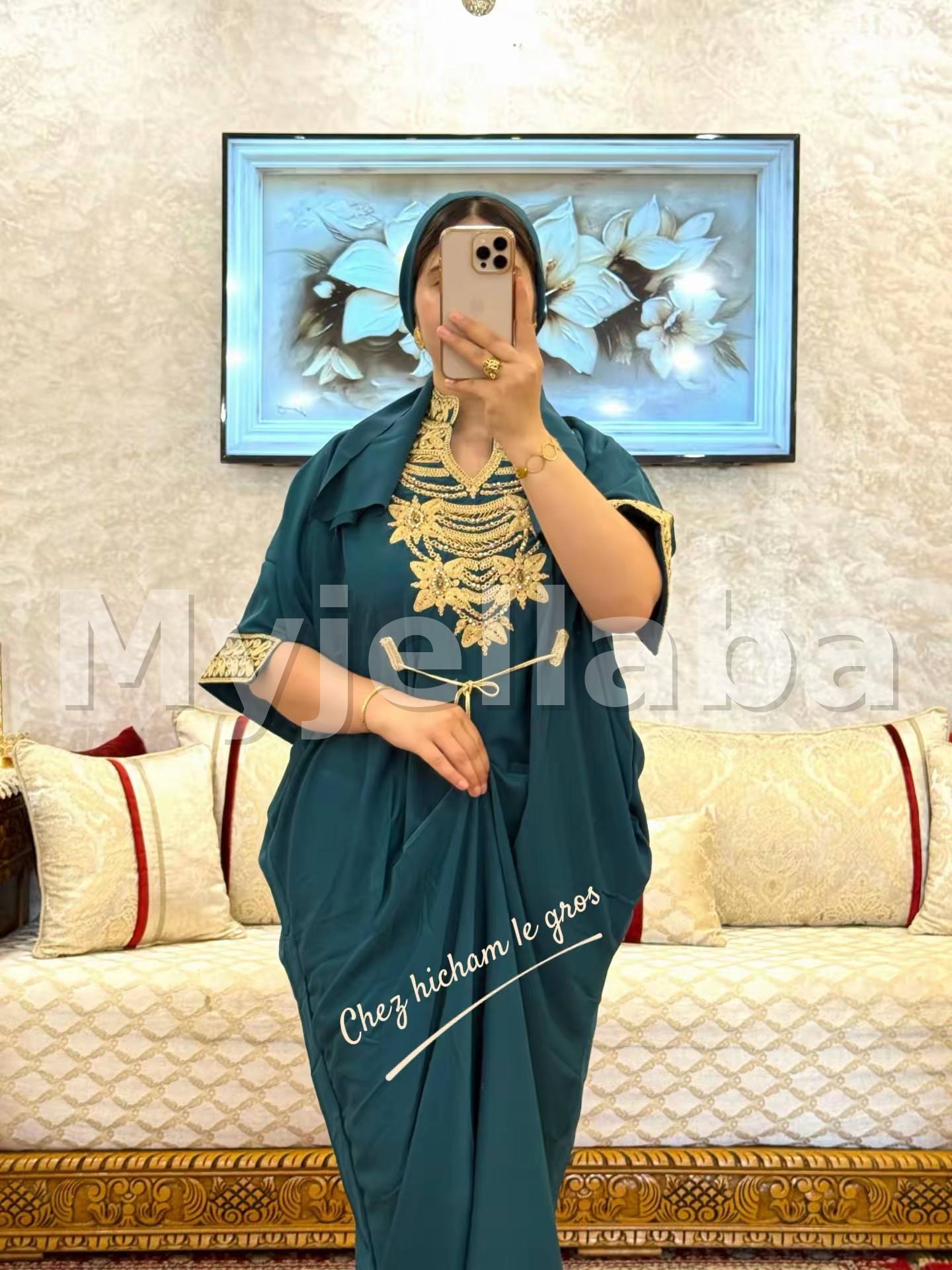 Jellaba Moderne Brodée Vert Printemps - 10