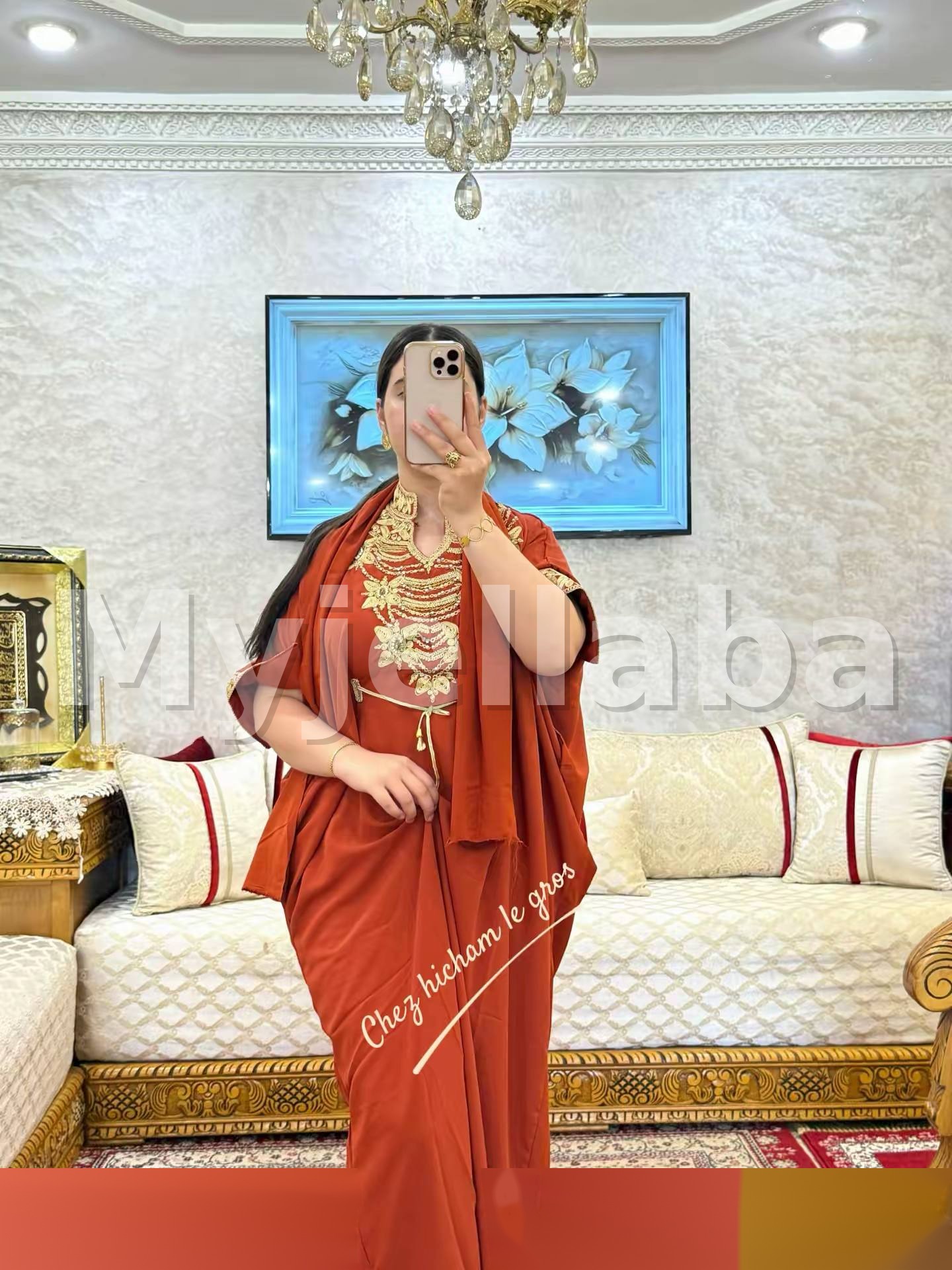 Jellaba Moderne Brodée Vert Printemps - 5