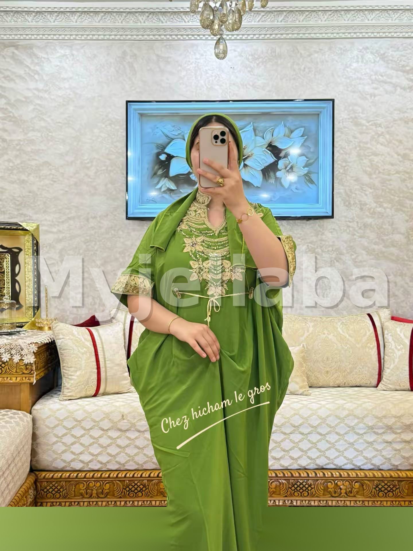 Jellaba Moderne Brodée Vert Printemps - 7