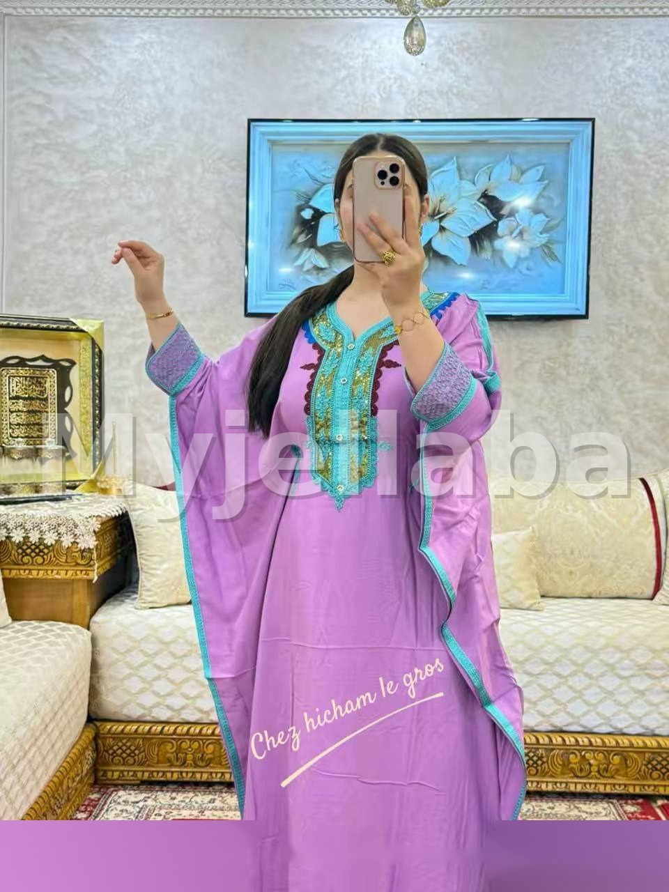 Boubou Orange Brodée Violet - 10