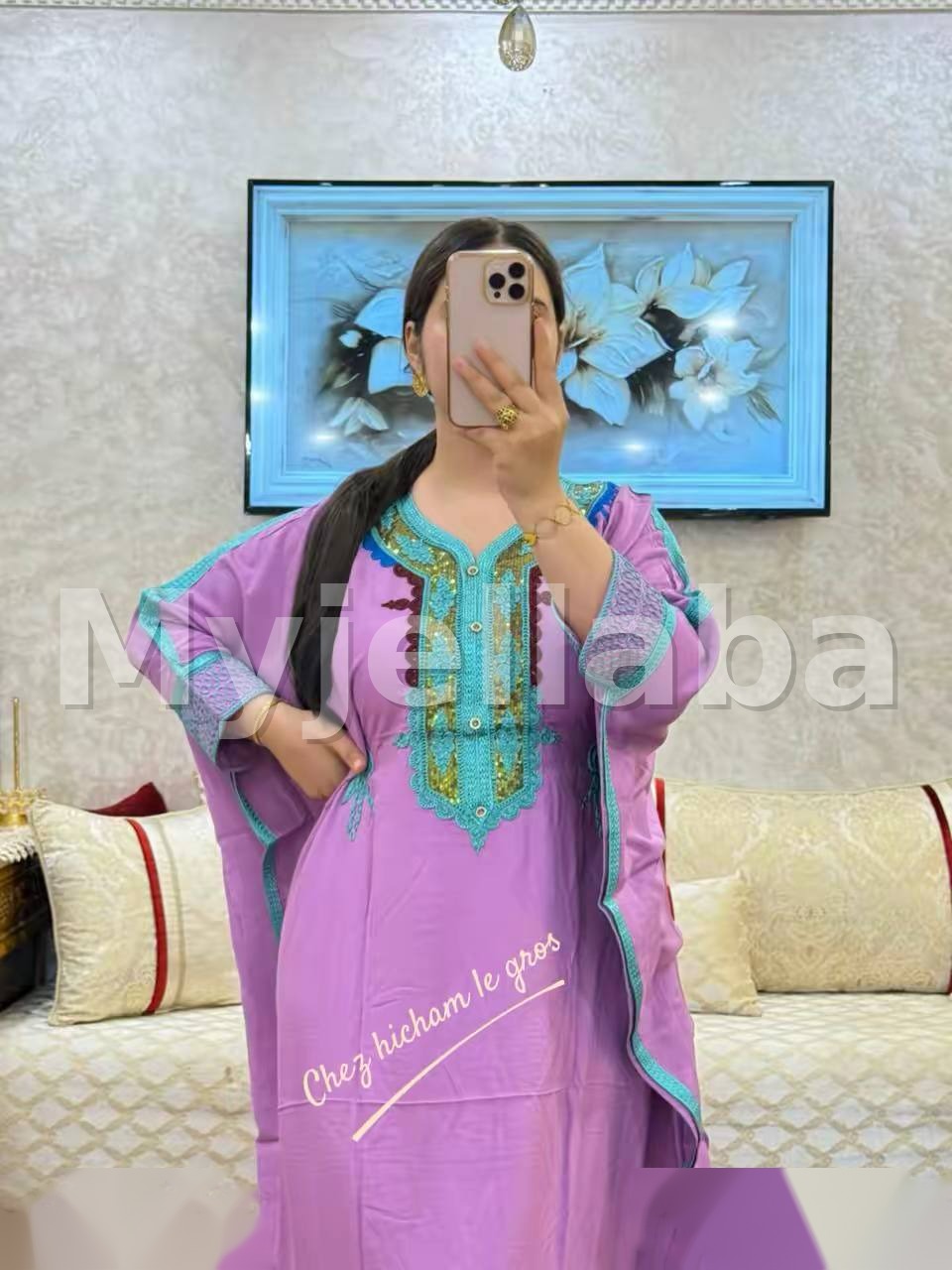 Boubou Orange Brodée Violet - 14