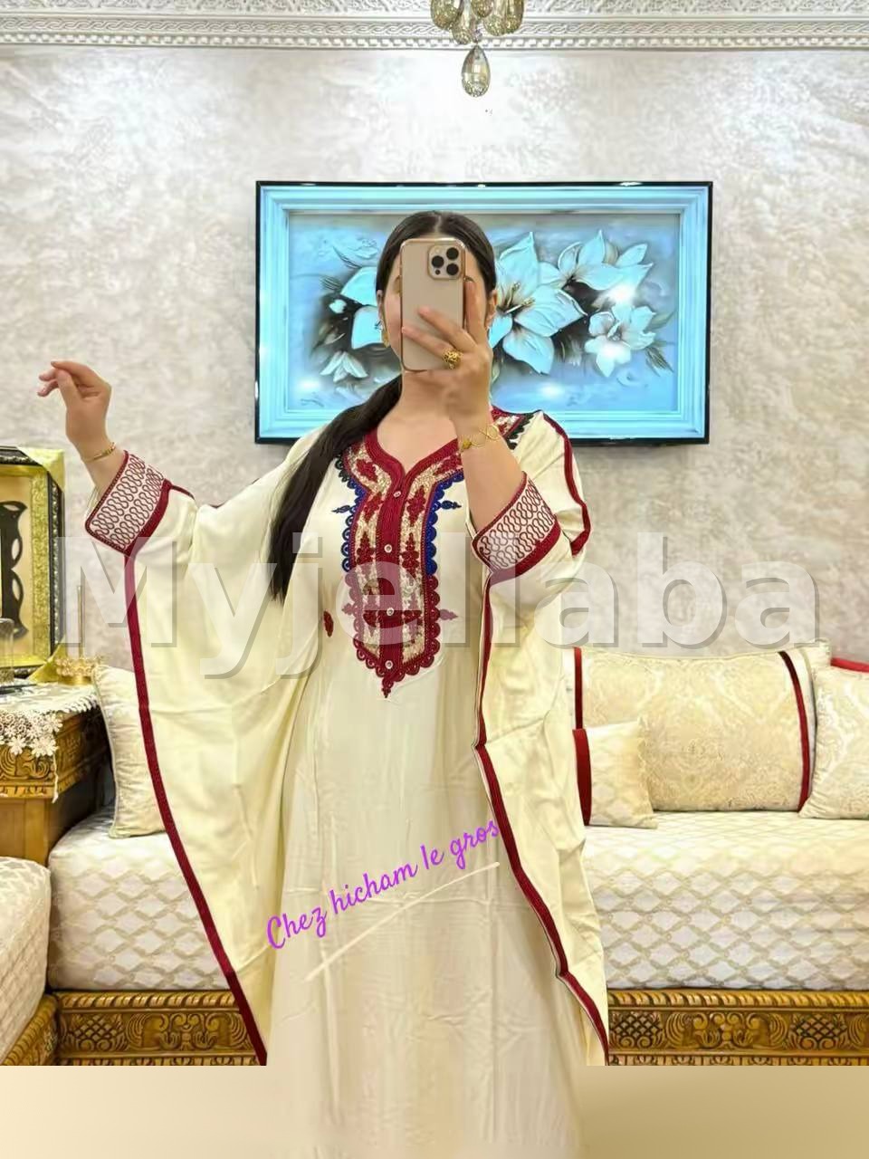 Boubou Orange Brodée Violet - 7