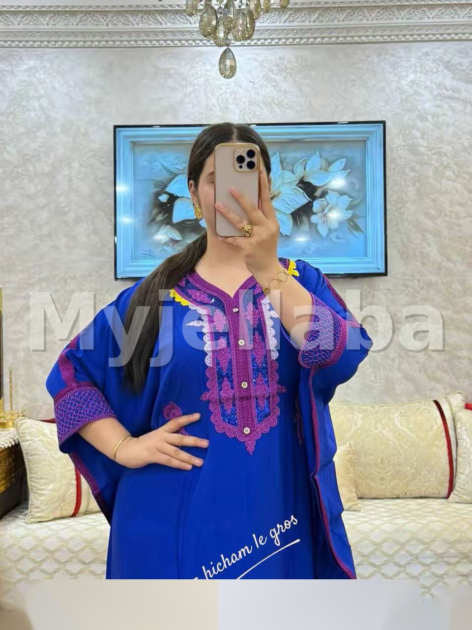 Boubou Orange Brodée Violet - 12