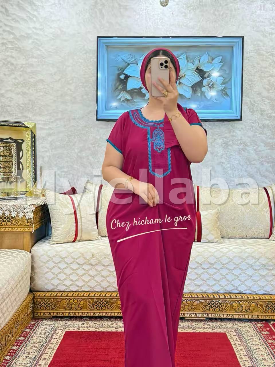 Jellaba Femme Brodée Turquoise