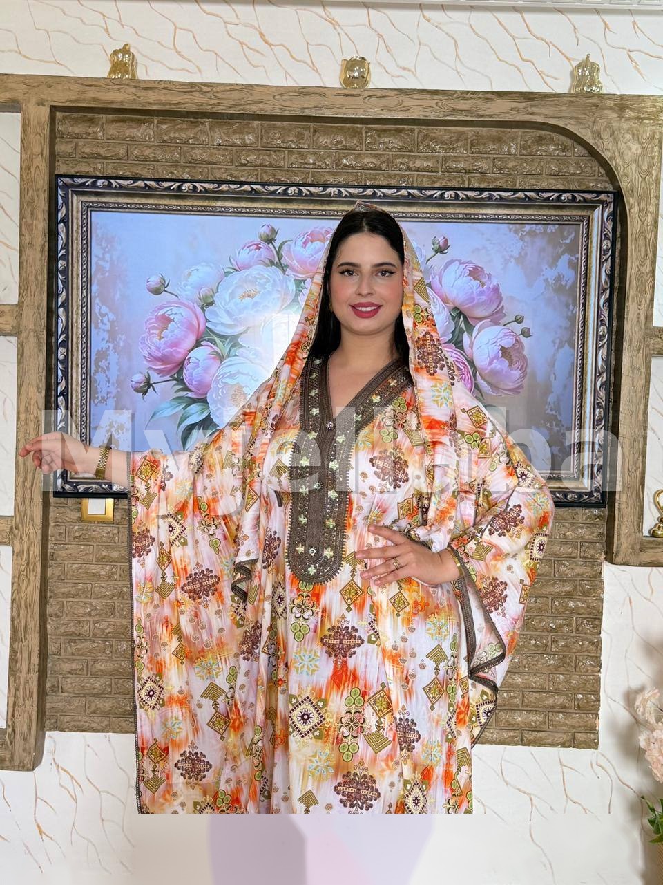 Boubou Imprimé Floral avec Broderies