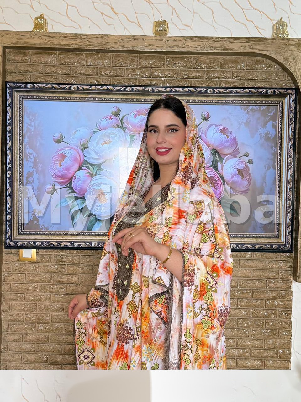 Boubou Imprimé Floral avec Broderies