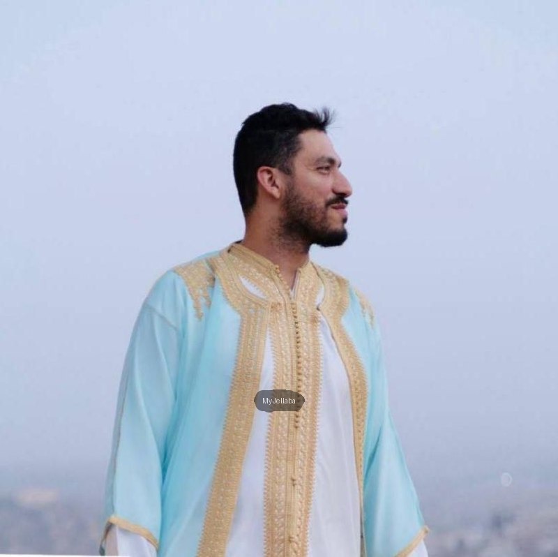 Jellaba Marocaine Bordeaux et Or Homme - 6