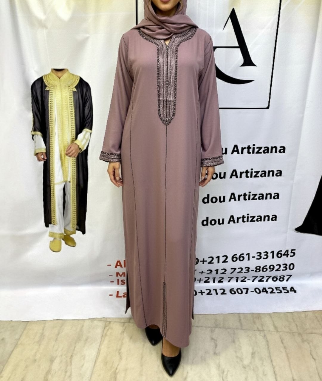 Jellaba Moderne Brodée Fuchsia - 3