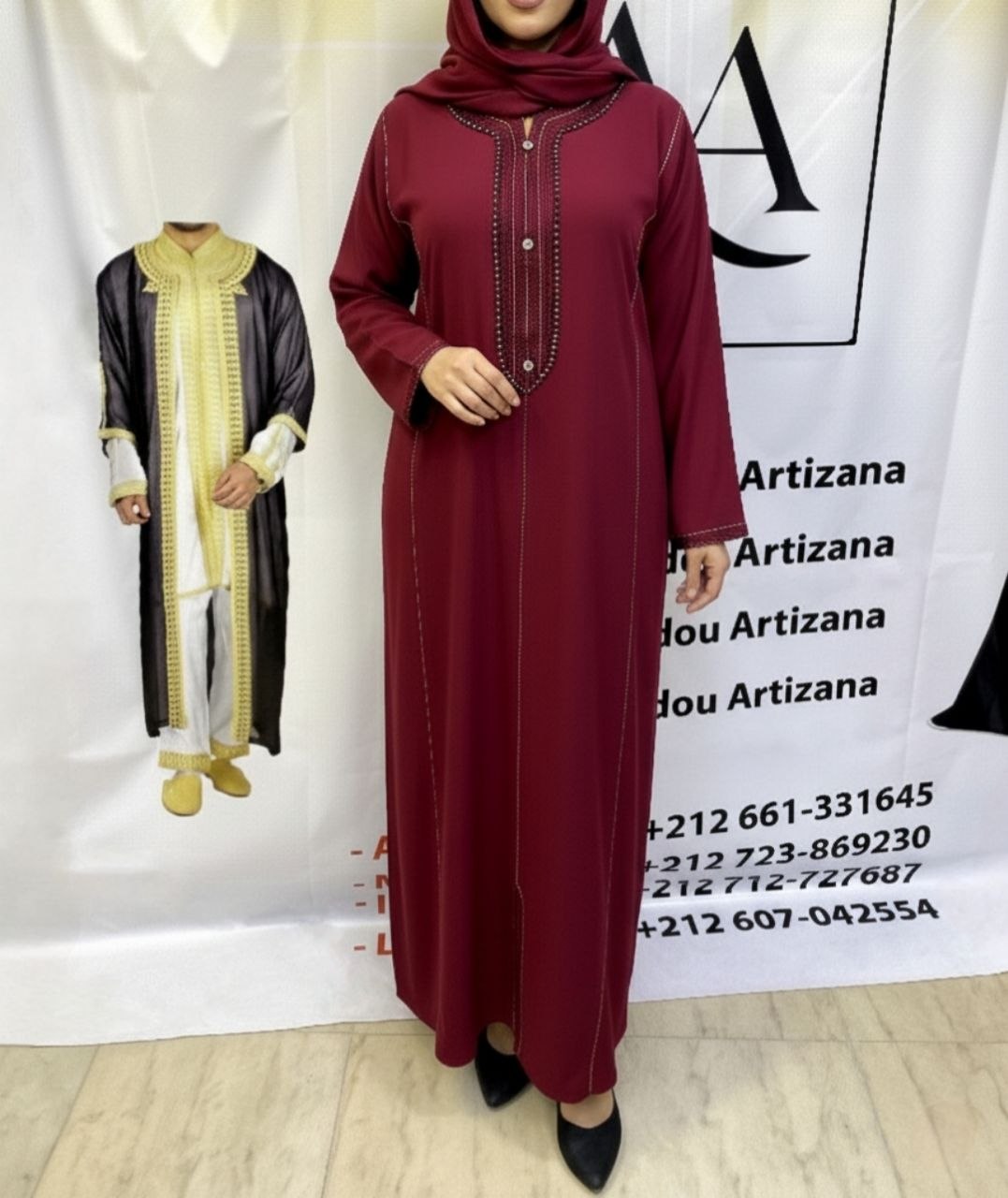 Jellaba Moderne Brodée Fuchsia - 10