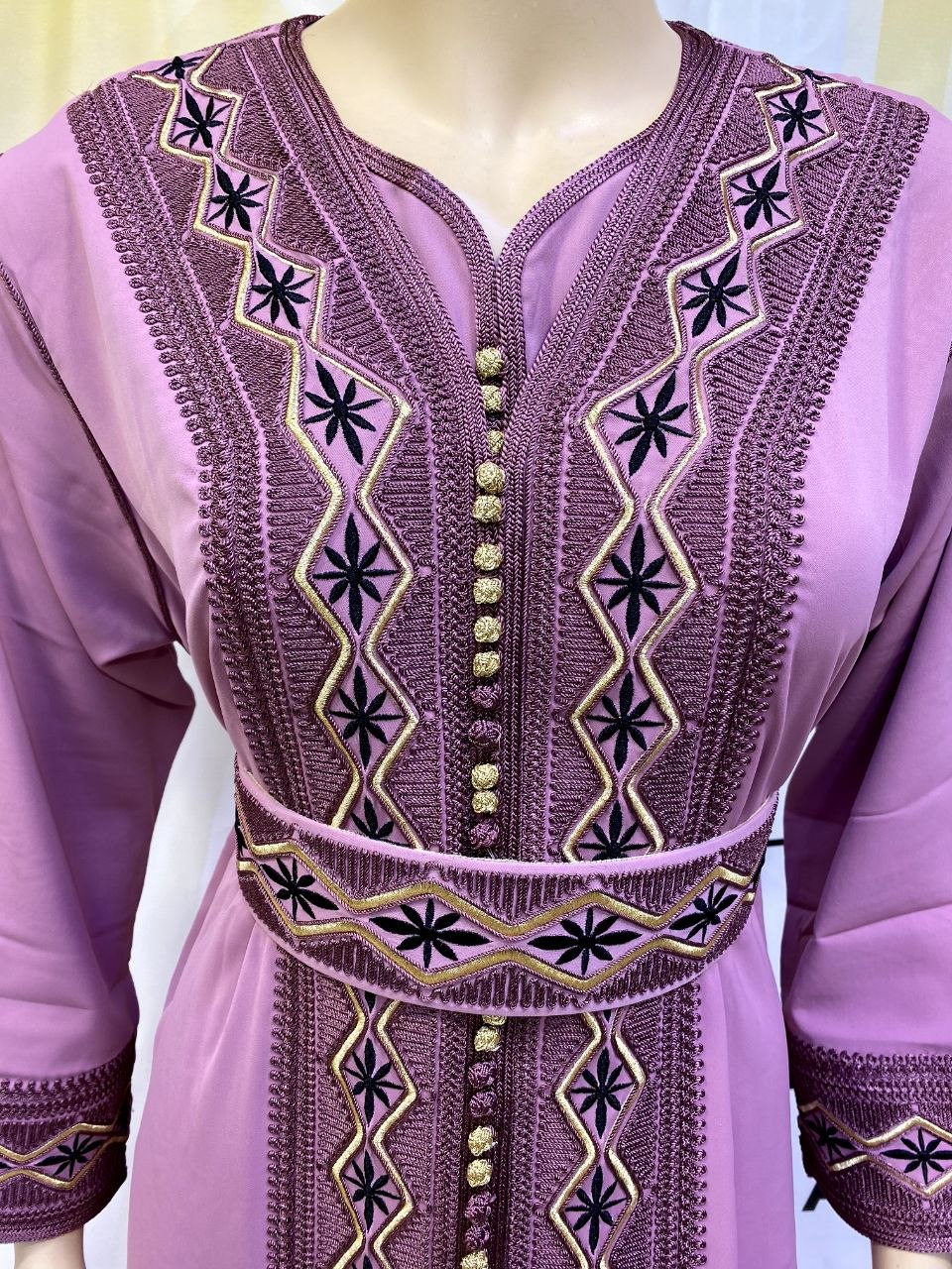 Jellaba Marocaine Brodée Violette