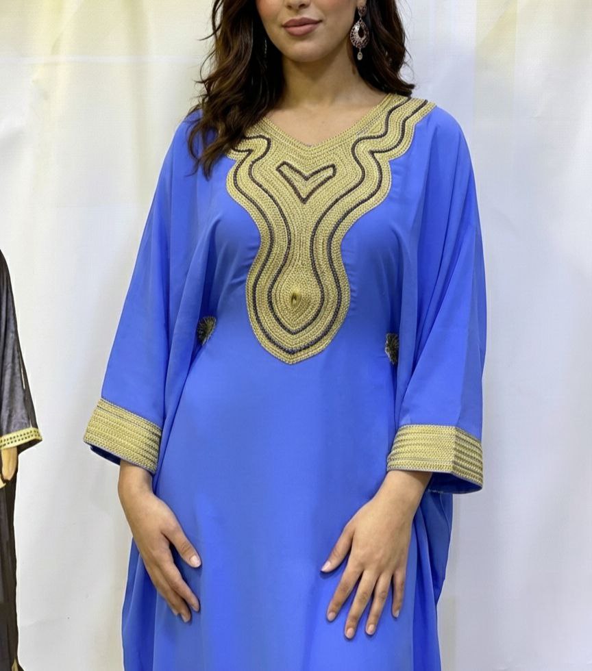 Boubou Violet Royal Brodée Or - 7