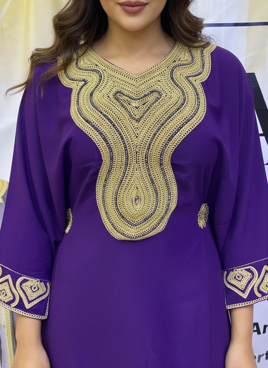 Boubou Violet Royal Brodée Or