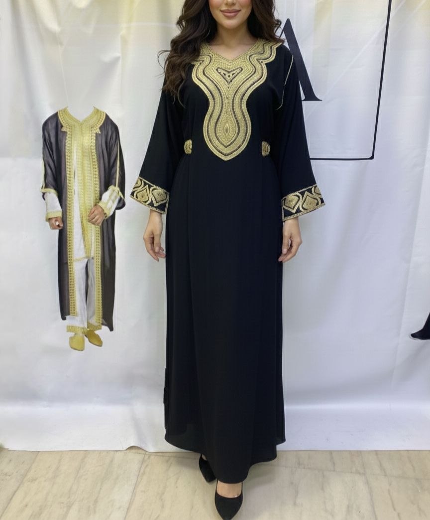 Boubou Violet Royal Brodée Or - 8