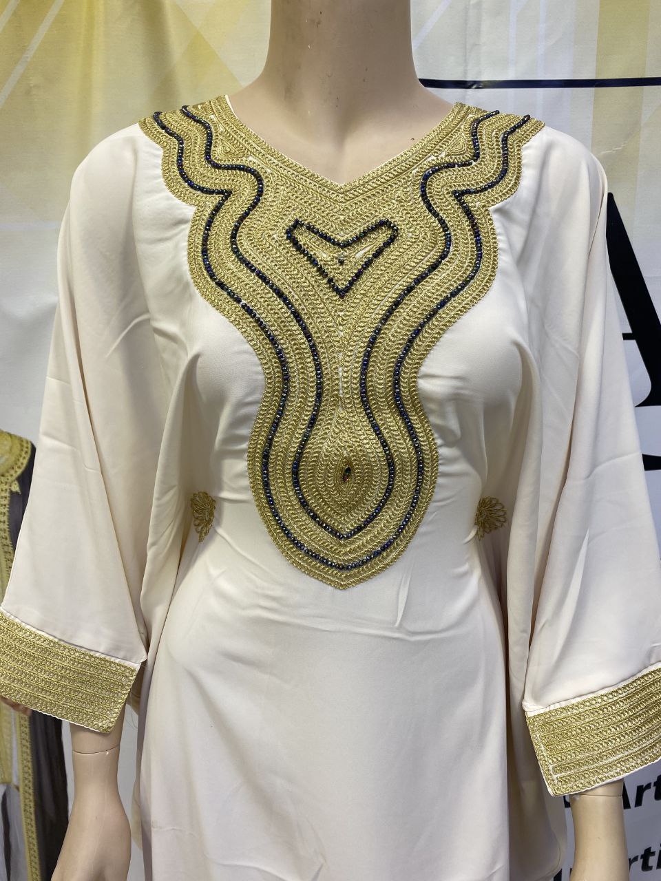 Boubou Élégant Bleu Royal et Or - 5