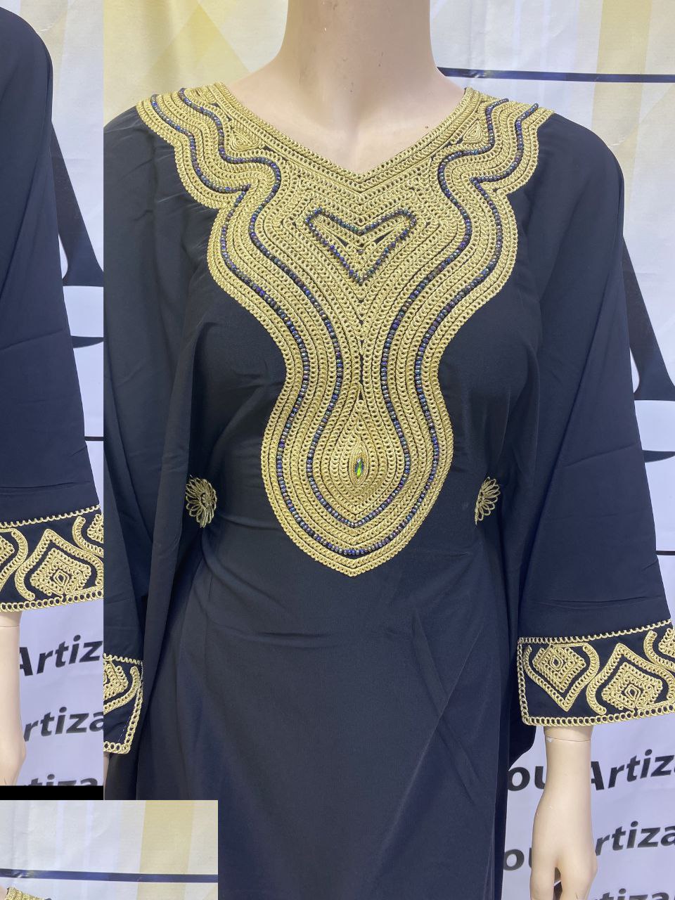 Boubou Élégant Bleu Royal et Or - 6