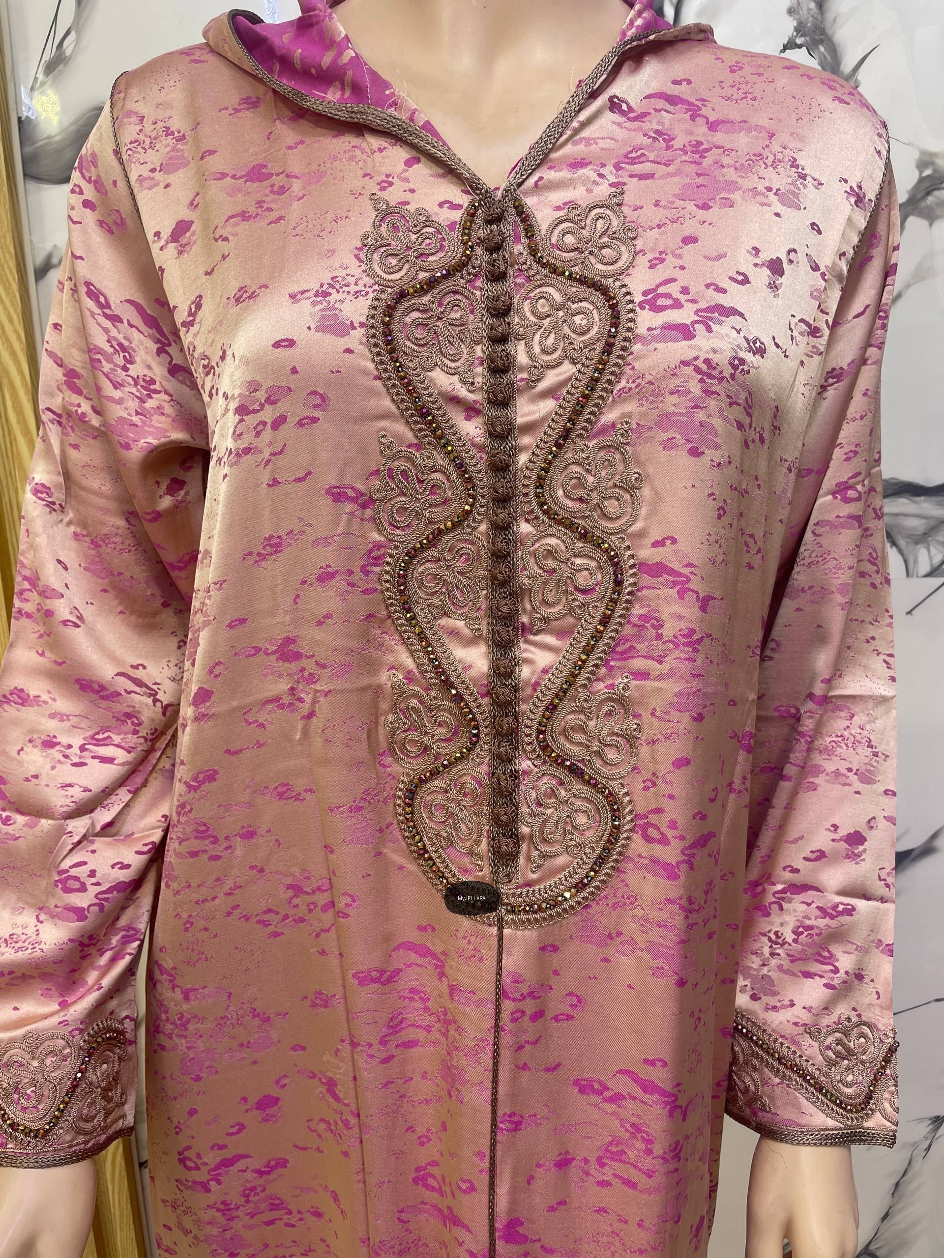 Jellaba Moderne Brodée Orange et Noir - 8