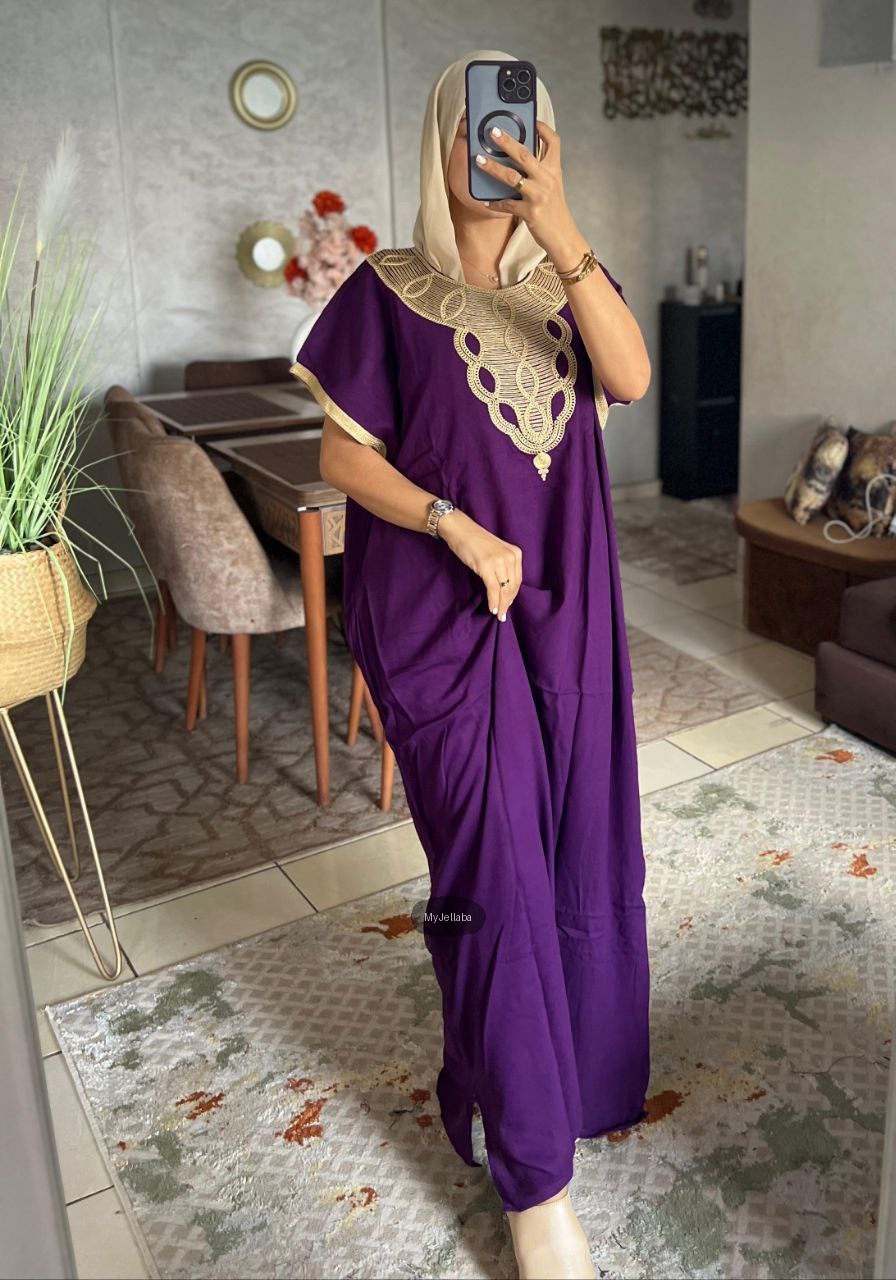 Boubou Élégant Violet et Or