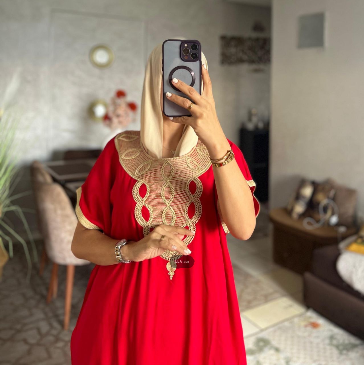 Boubou Élégant Violet et Or - 20