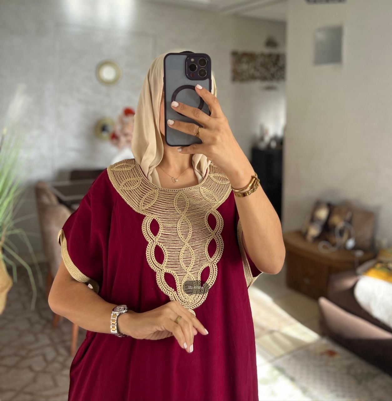 Boubou Élégant Violet et Or - 10