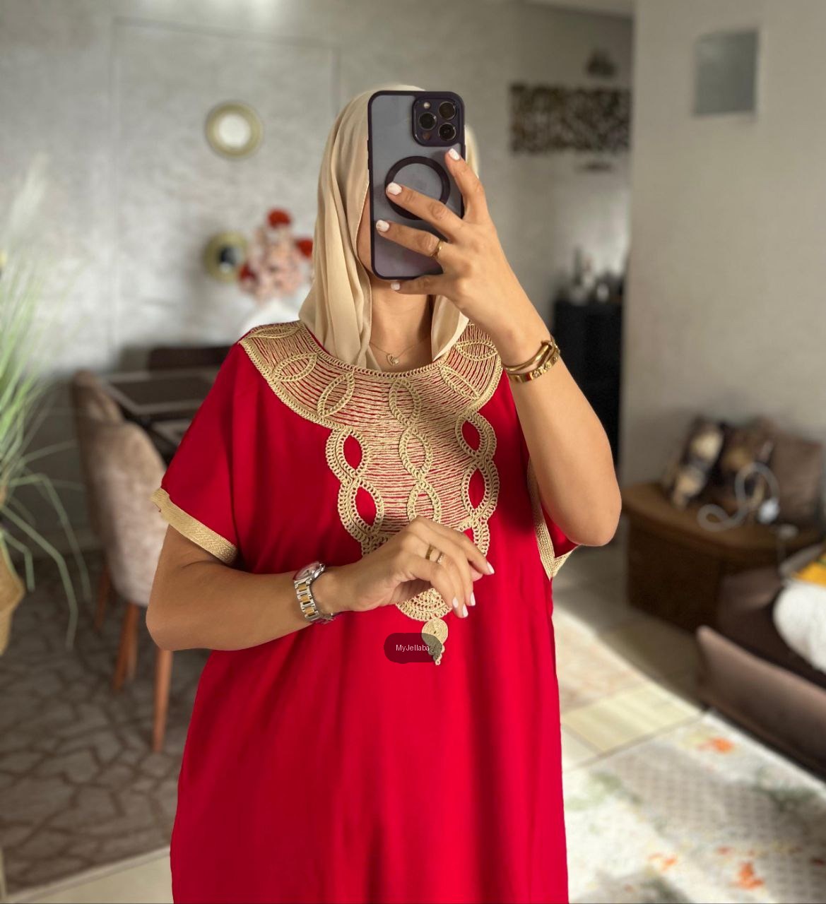 Boubou Élégant Violet et Or - 21