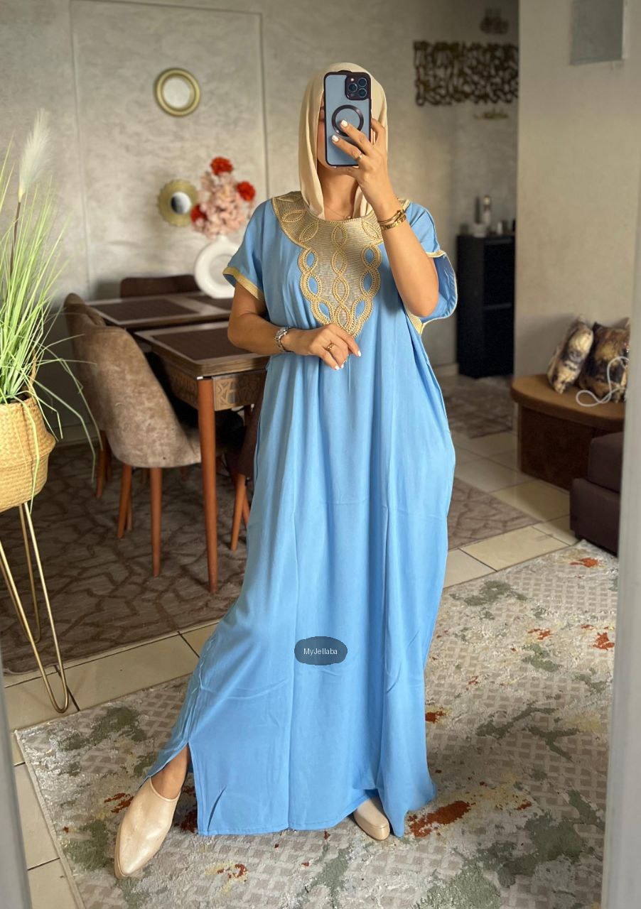 Jellaba Ample Violette Brodée - 6