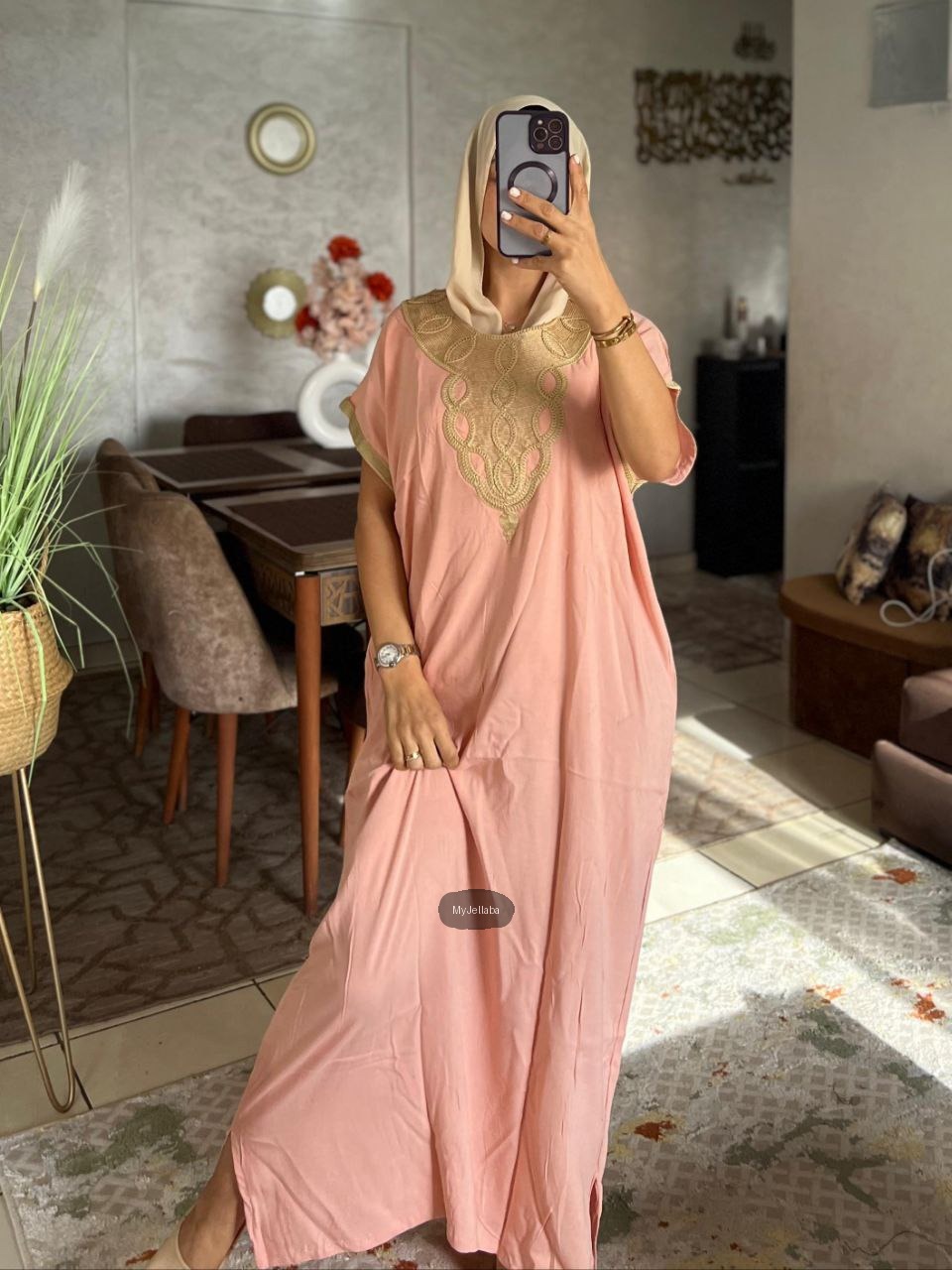 Jellaba Ample Violette Brodée - 9