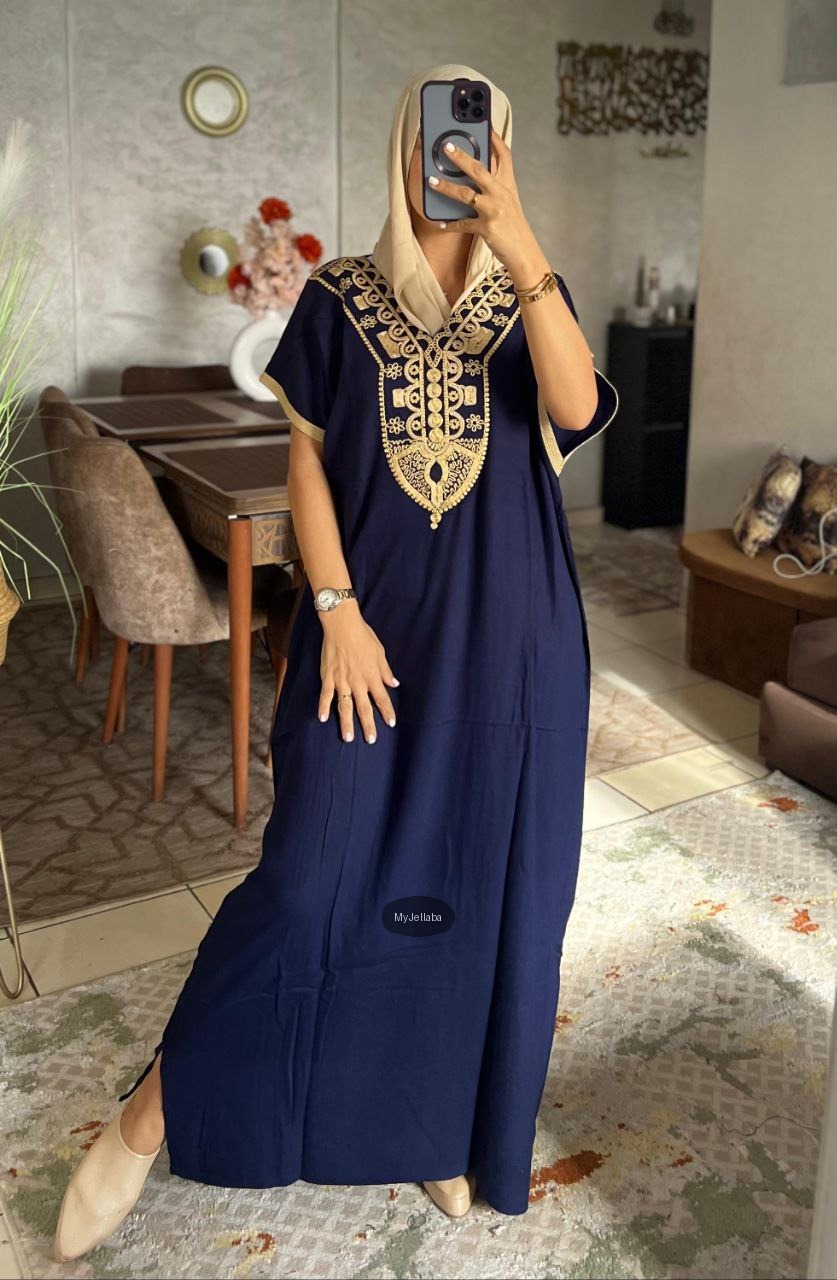 Jellaba Royale Bleue Brodée Or - 12