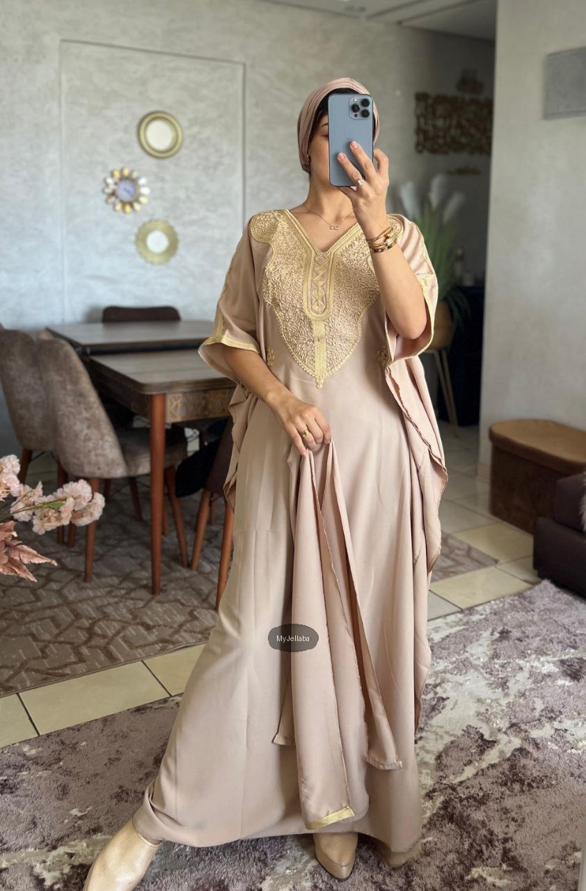 Jellaba Turquoise Brodée Or - 3