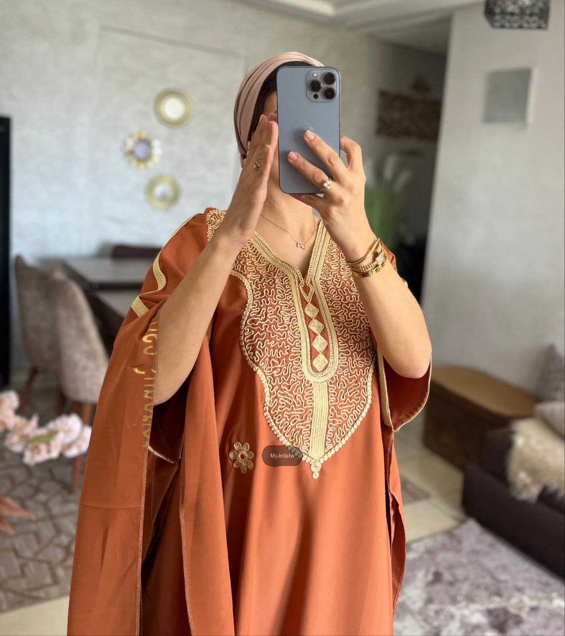 Jellaba Marocaine Broderie Dorée