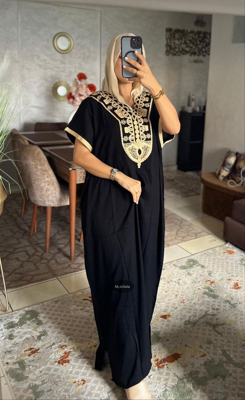 Jellaba Moderne Bleu Nuit et Or - 7
